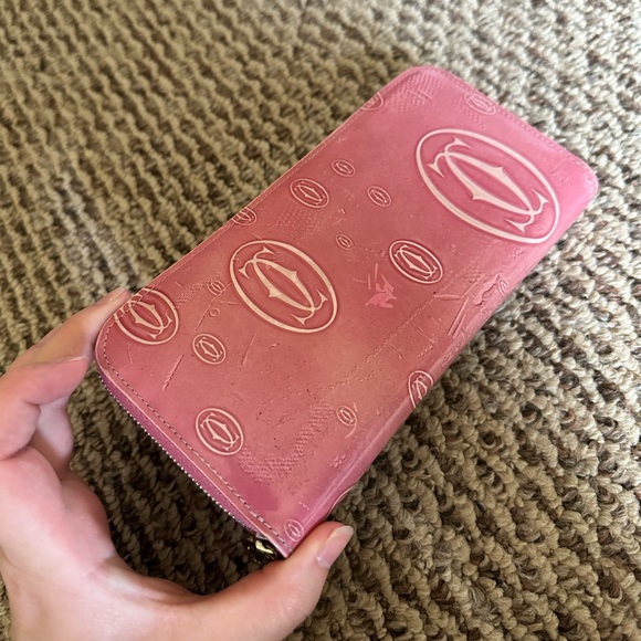 Cartier Happy Birthday Zip Wallet Pink Patent Leather - Picture 3 of 15